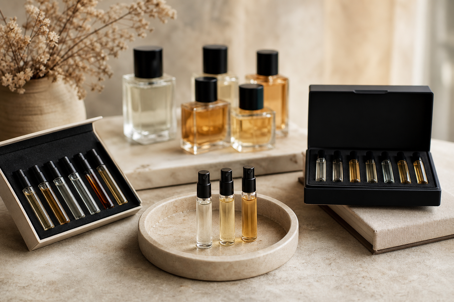 Choosing sample sets: discovery, travel vials and single-brand options